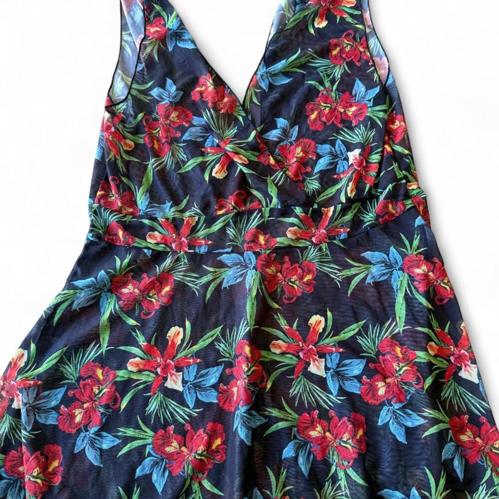 Shein blue and red floral